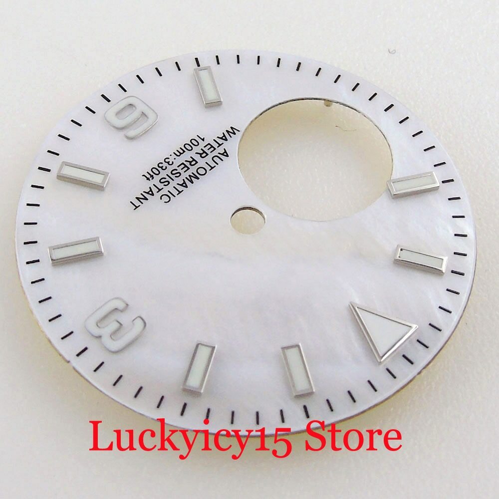 29MM Watch Shell Dial Fit NH38 Automatic Case Blue/Green Lumious Marks Dial