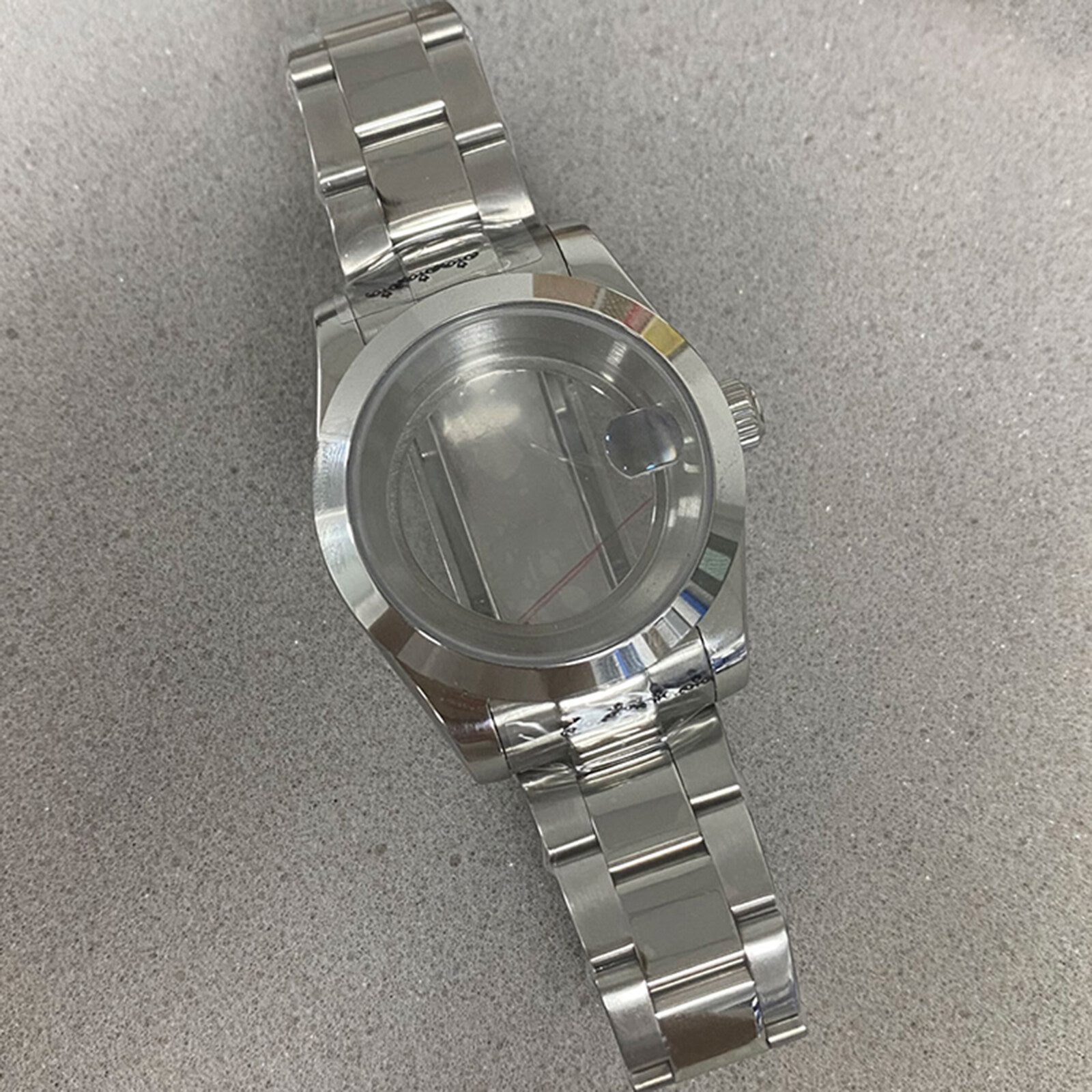 39MM Oyster AK Sapphire Glass Steel Watch Case + Strap for NH35/36 Movement Part