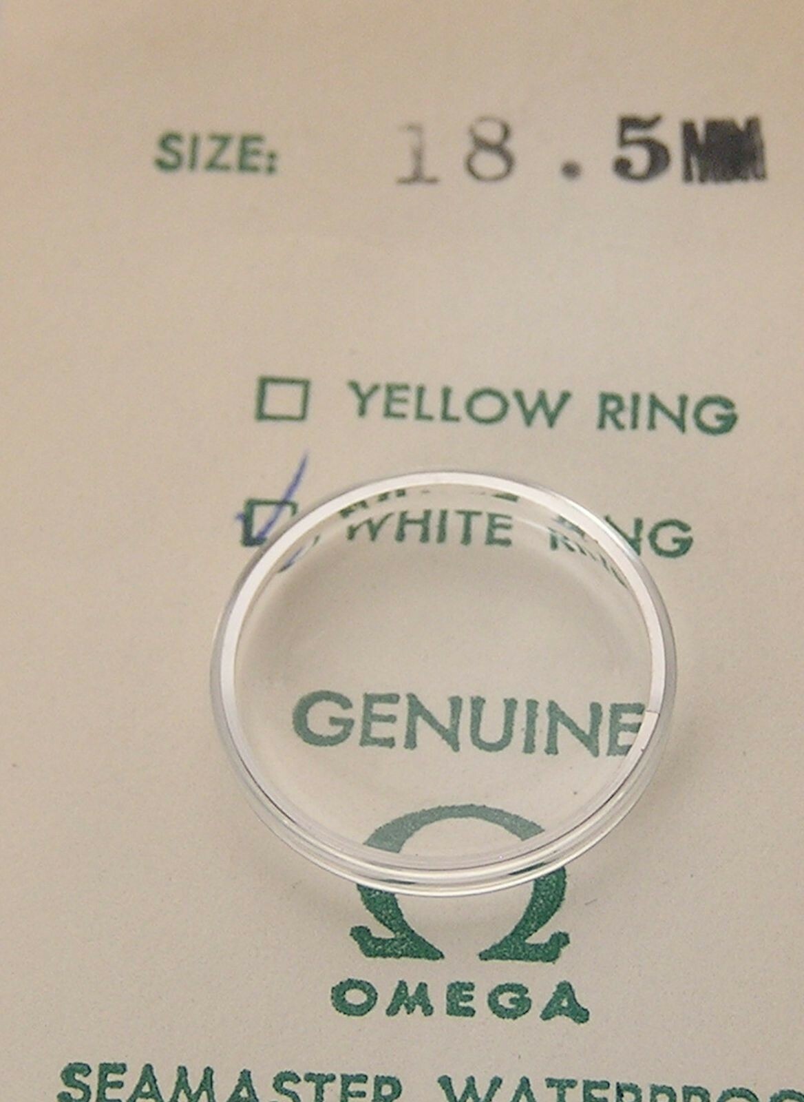 Genuine Packaged Omega w/Logo Seamaster 18.5 mm Watch Crystal White Ring #9