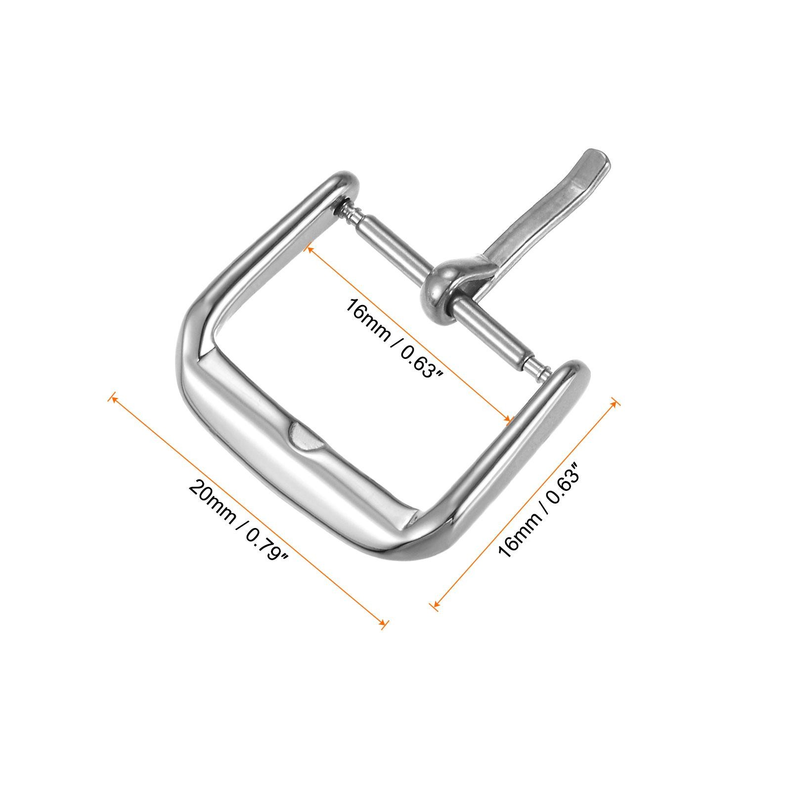 SUS304 Polished PVD Watch Buckle for 16mm Width Watch Bands Silver Tone