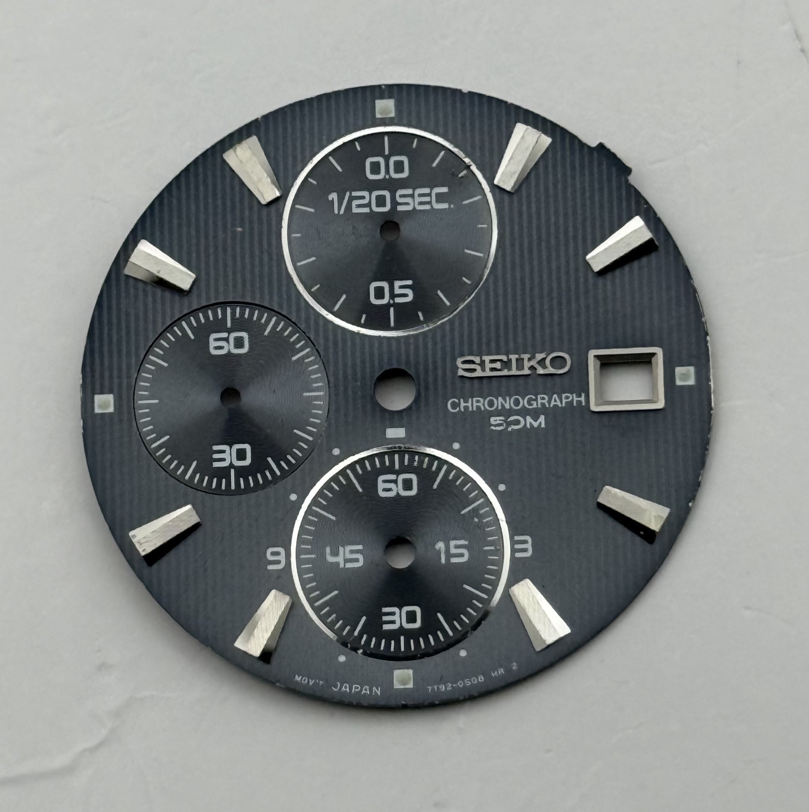 Seiko 7T92-0SG8 Watch Dial Chronograph 50M Black Japan Spare Parts Repair 27.9mm
