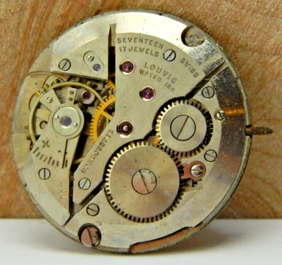 Vintage Louvic watch inc. 17 jewel men’s wrist watch movement with stem swiss