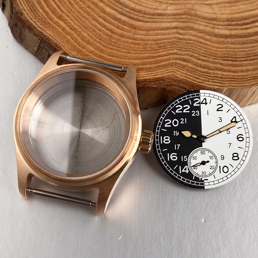 Black White Watch Dial Hand Set 36mm Bronze/Steel Watch Case For Sea-gull ST1701