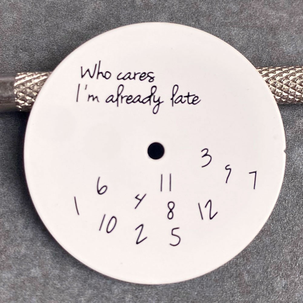 New Who Cares, I’m Already Late NH35 Watch Dial White/Black Dial Replacement