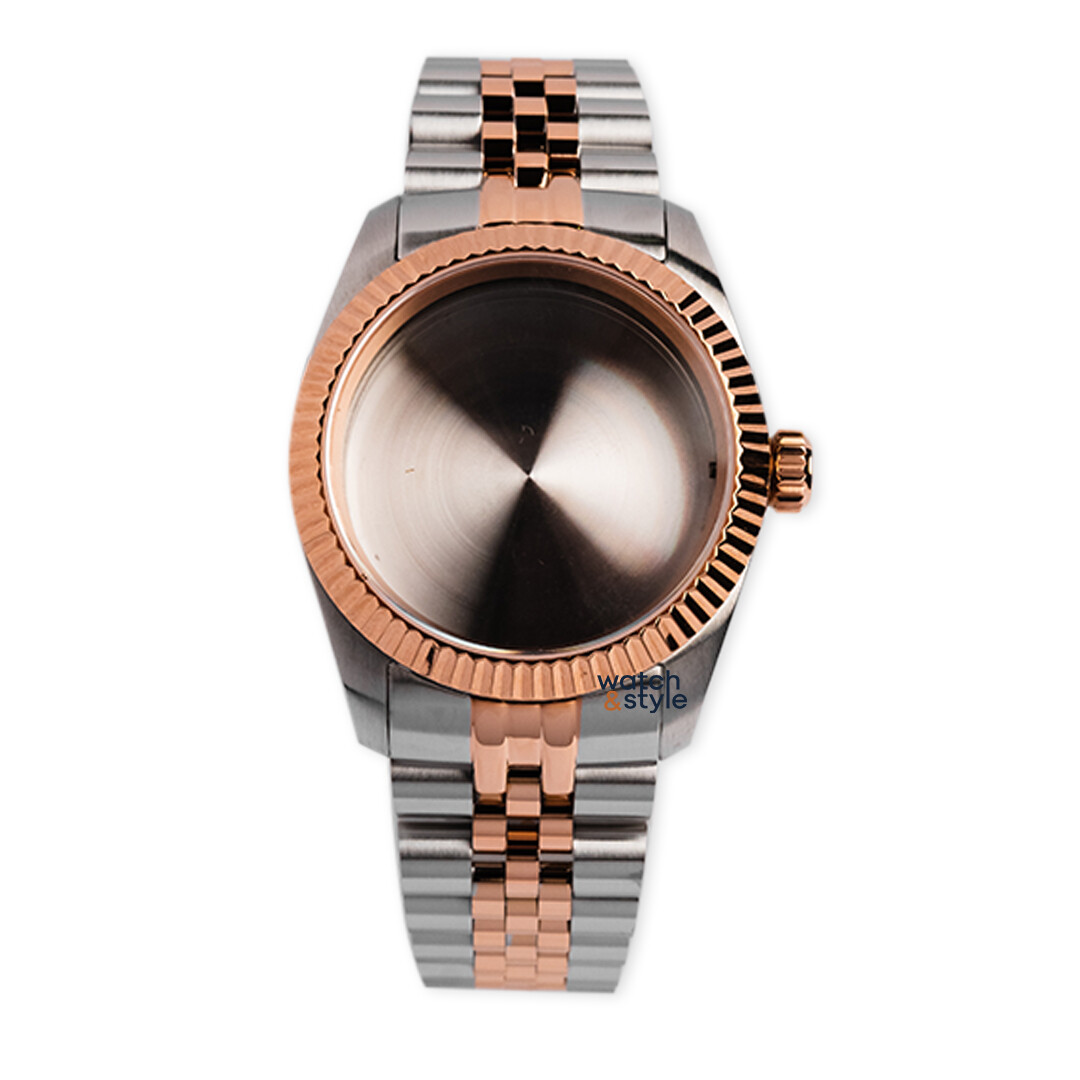 RC1054 36mm Fluted Bezel Case – Two Tone – Rose Gold/Silver