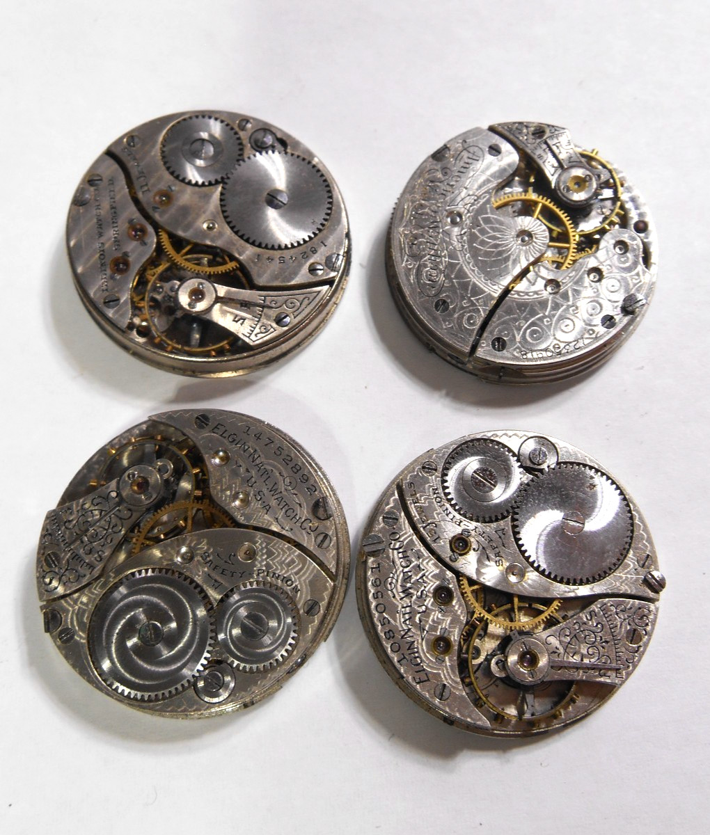 lot of 0s pocket watch movements 4 repair waltham illinois elgin elgin