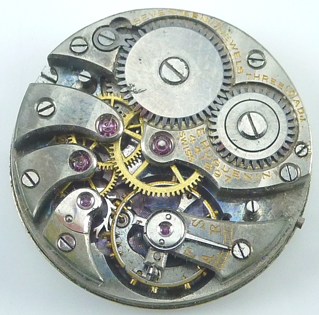 E. Huguenin Wristwatch Movement – 17 Jewels – Spare Parts, Repair
