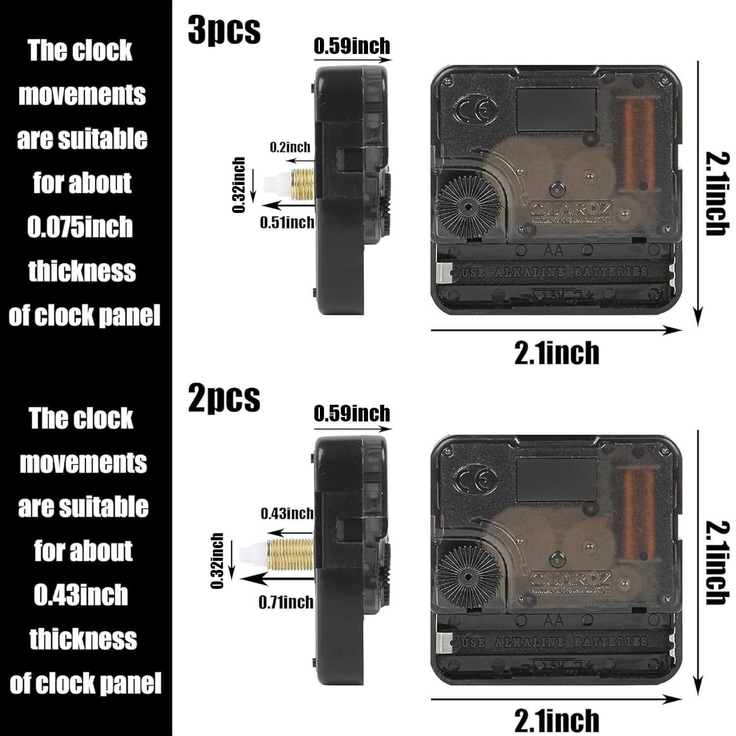 5pcs High Torque Quartz Clock Movement Mechanism Replacement Kit