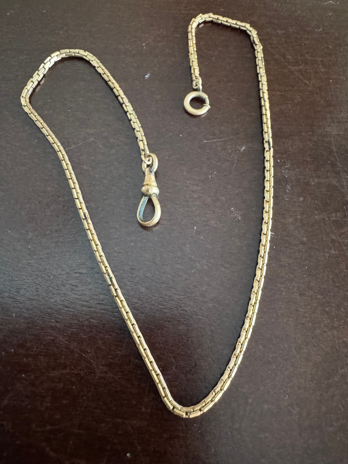 VINTAGE 14.5 INCH SIMMONS POCKET WATCH CHAIN YELLOW GOLD FILLED