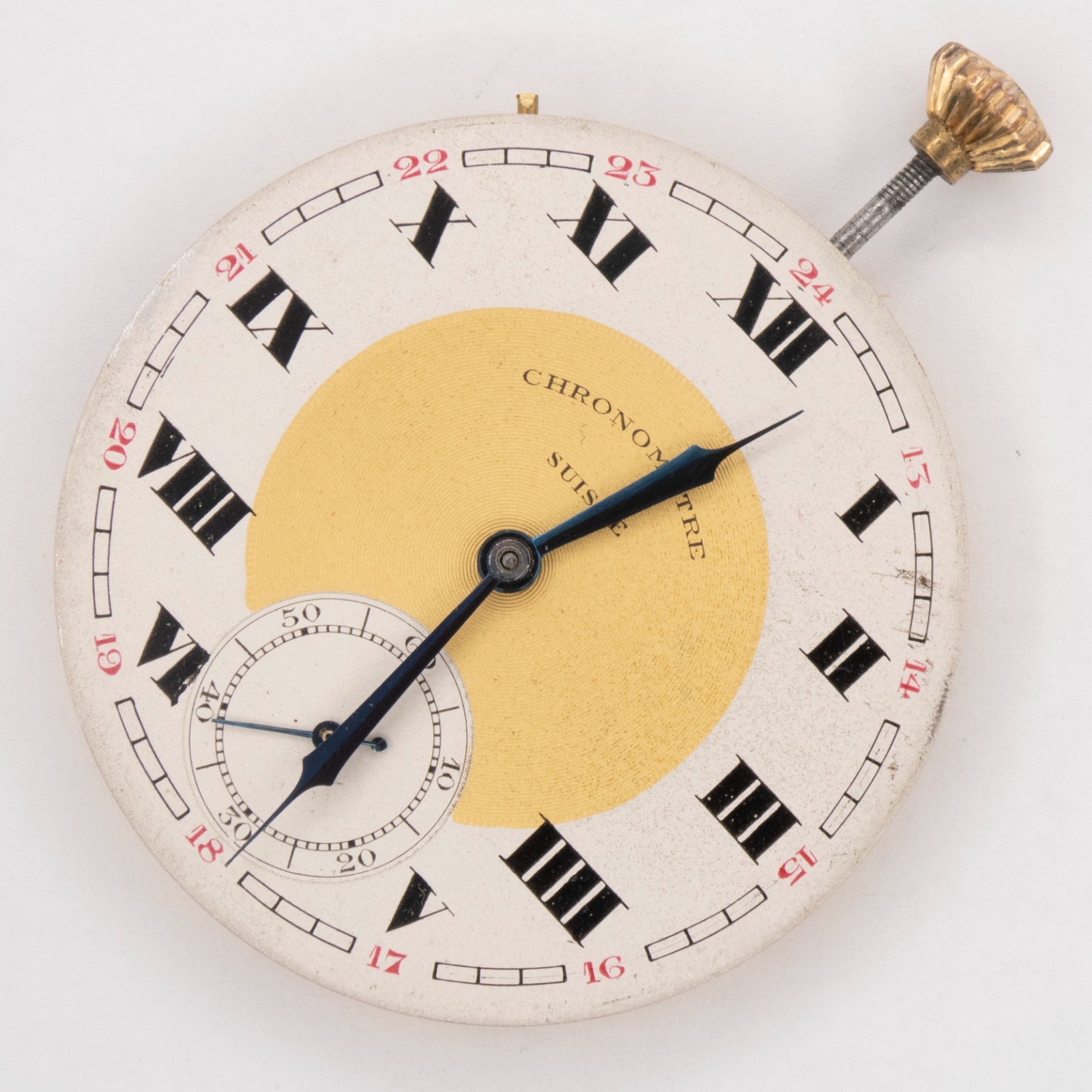 Chronometre Suisse 41.4 x 7.2 mm Antique Pocket Watch Movement, Runs a Bit