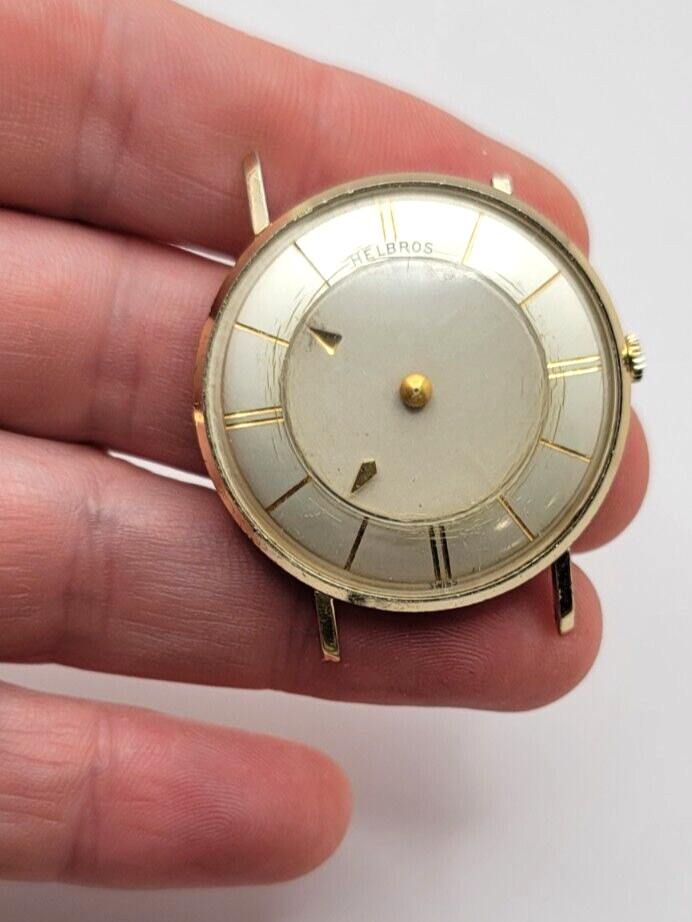 Helbros Mistery Dial watch for parts Only AS IS 35mm case working movement