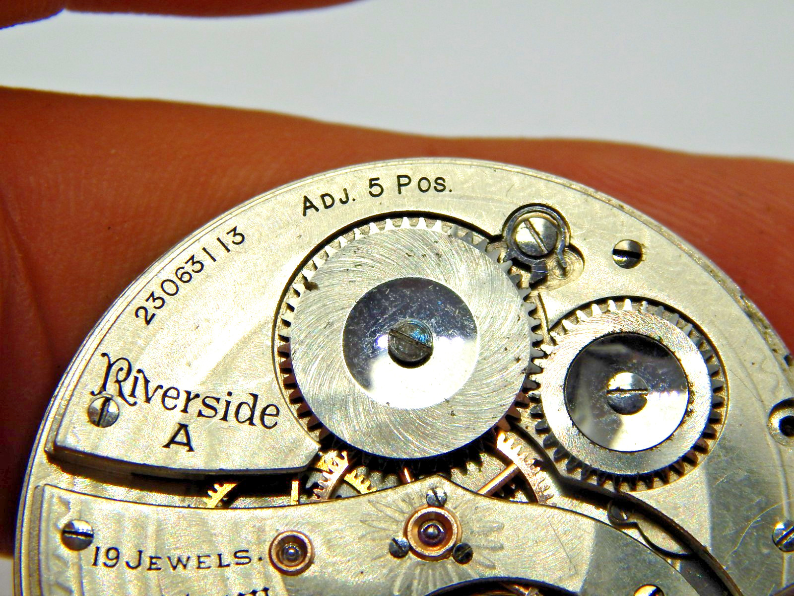 Antique Pocket watch movement Waltham Riverside Colonial A 14S 19J Open Face
