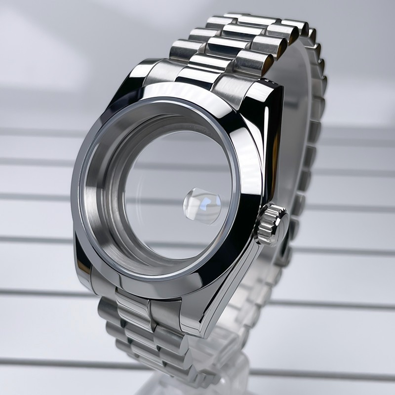 39mm NH35 Case DJ Bezel President Bracelet Sapphire Glass For NH35 NH36 Movement
