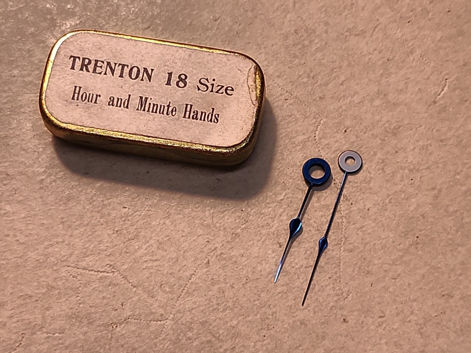 Set Of NOS Trenton 18s Blue Spade Hour/Minute Hands-235/150 Hole Sizes