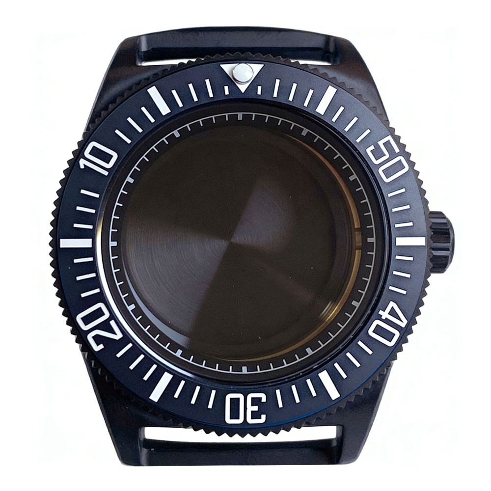 Lightweight 42MM Titanium Black PVD Watch Case set Fit FXD Japan NH34 NH35 NH36
