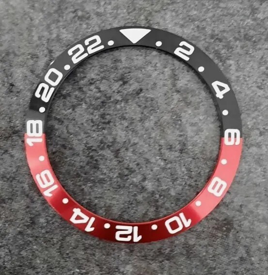 38mm Bezel insert Rolex GMT Seiko SKX SRPD Black Red Coke Aluminium