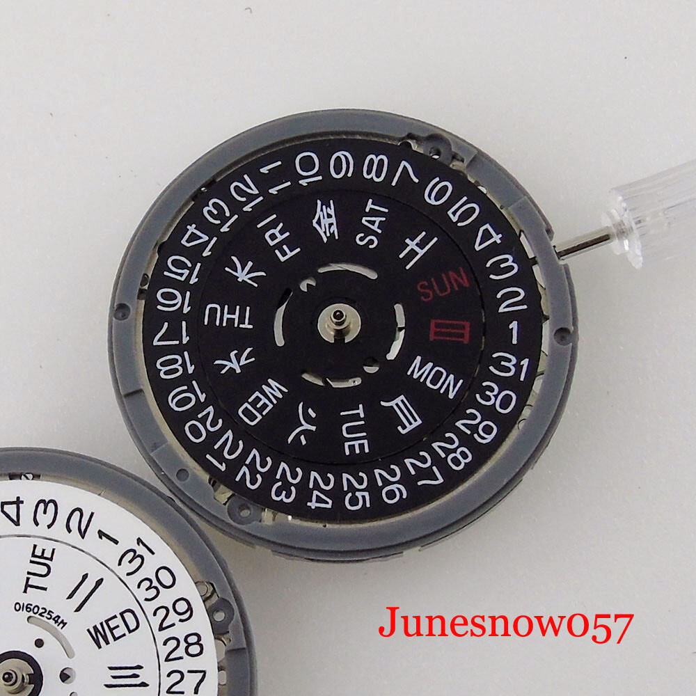 Automatic NH36A Watch Movement WeekDay Display White/Black Double Date Circle