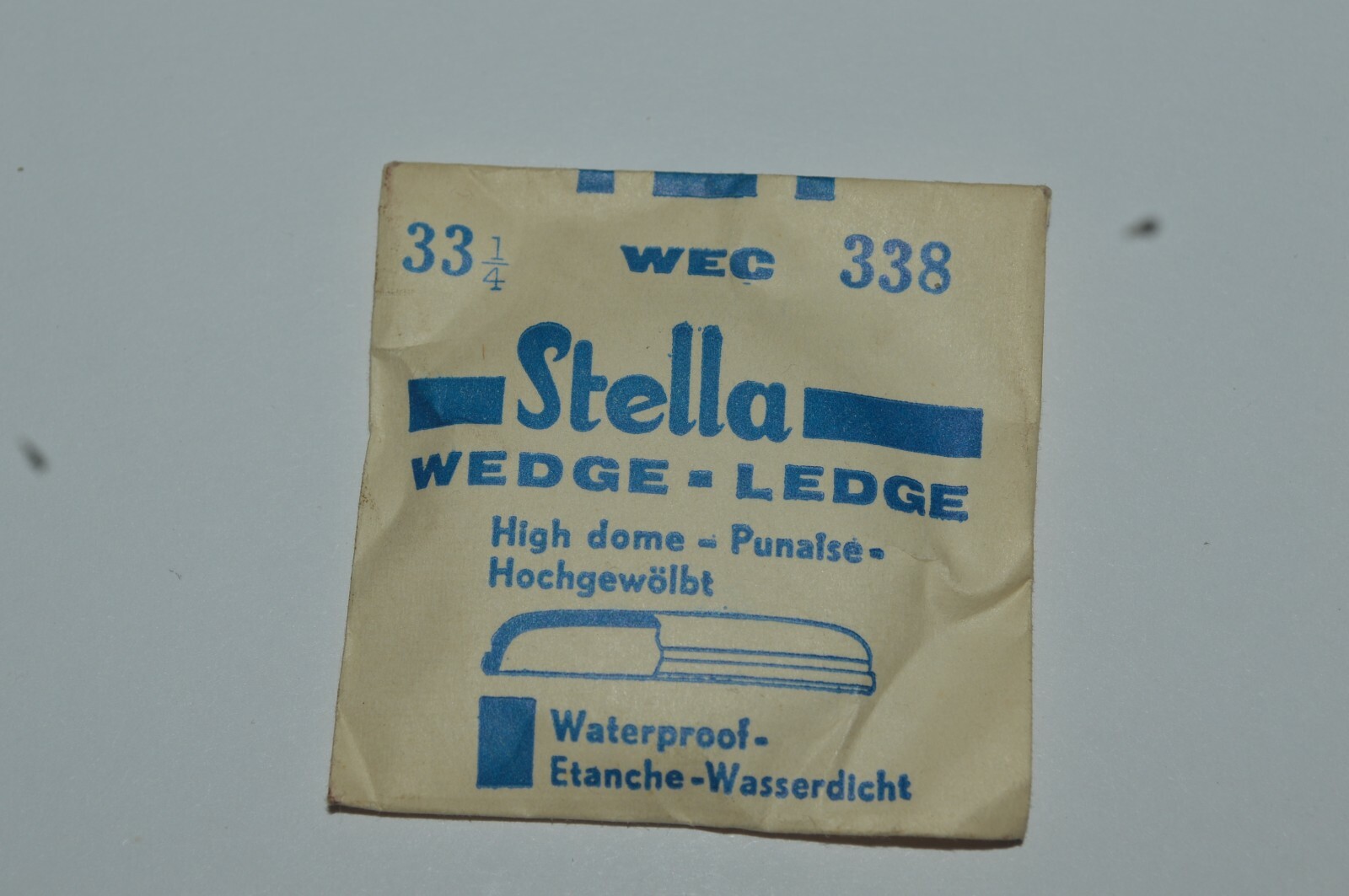 STELLA WEC High Dome Wedge-Ledge Crystal 338-33 1/4 Replacement Vintage Crystal