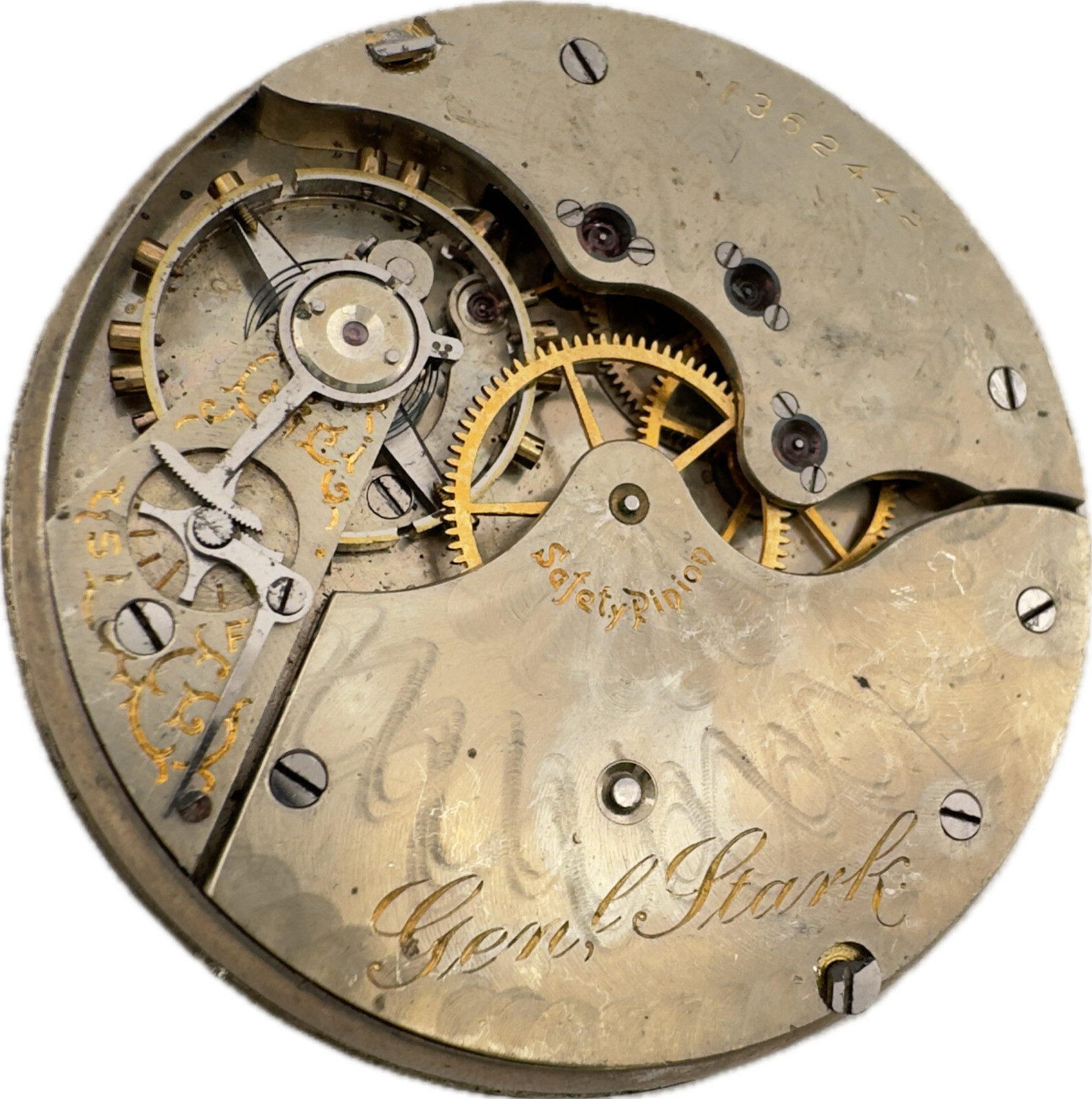 Antique 12s Hampden General Stark 15J Mechanical Hunter Pocket Watch Movement #2