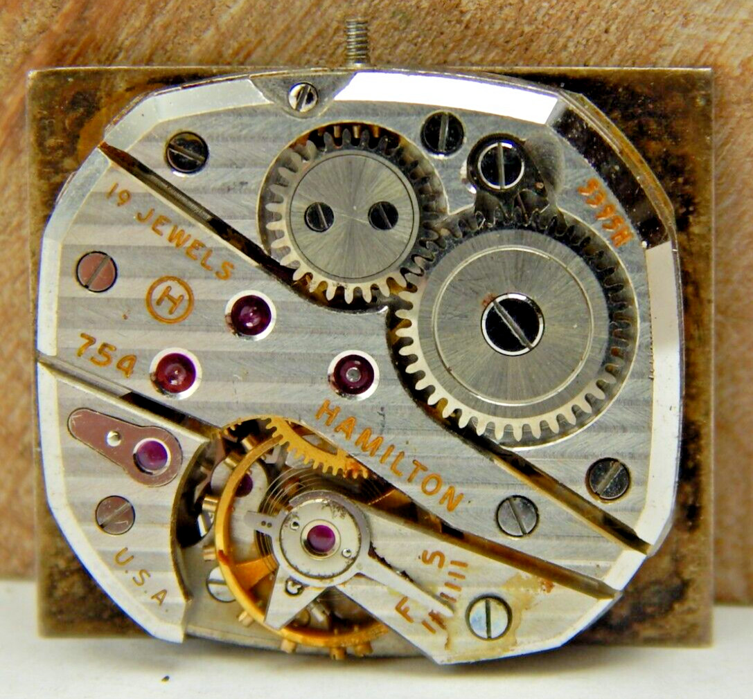 Vintage 1952 Hamilton 754 19 jewel art deco men’s wrist watch movement with dial