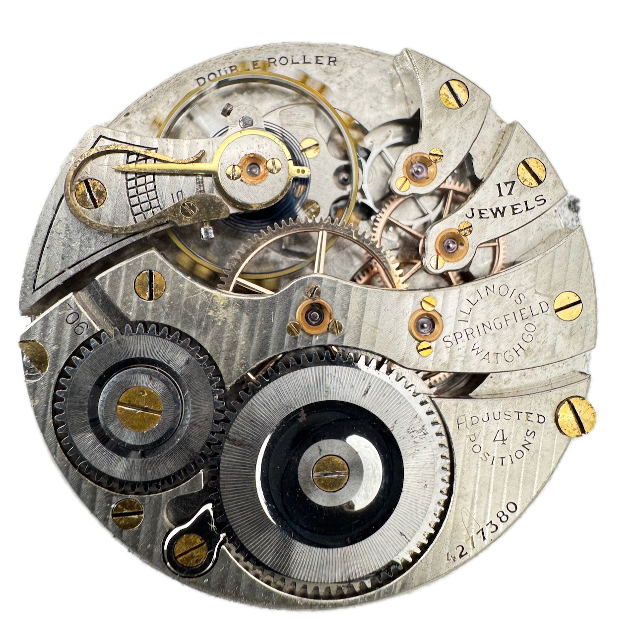 Antique 16s 1923 Illinois 17 Jewel Mechanical Pocket Watch Movement 706 USA