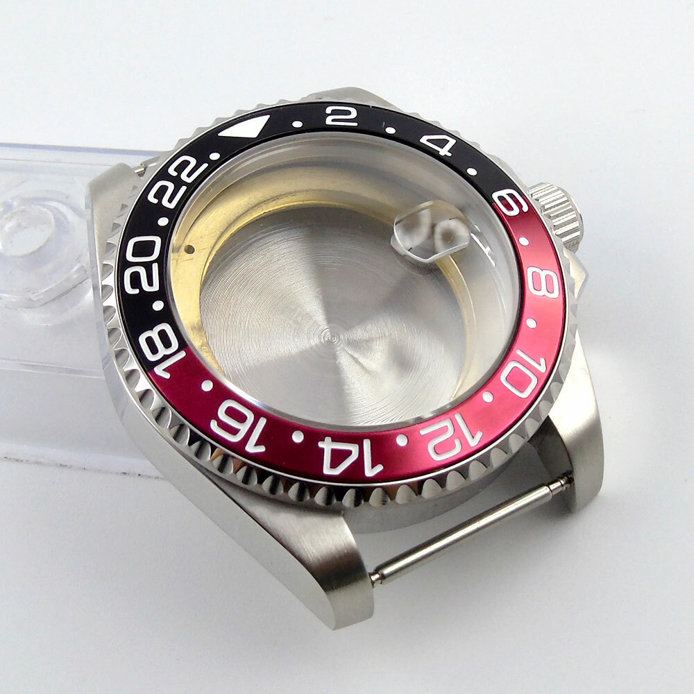 40mm SUB Watch Men Case Sapphire Glass Fit ETA 2836 MIYOTA 8215 821A Metal Back