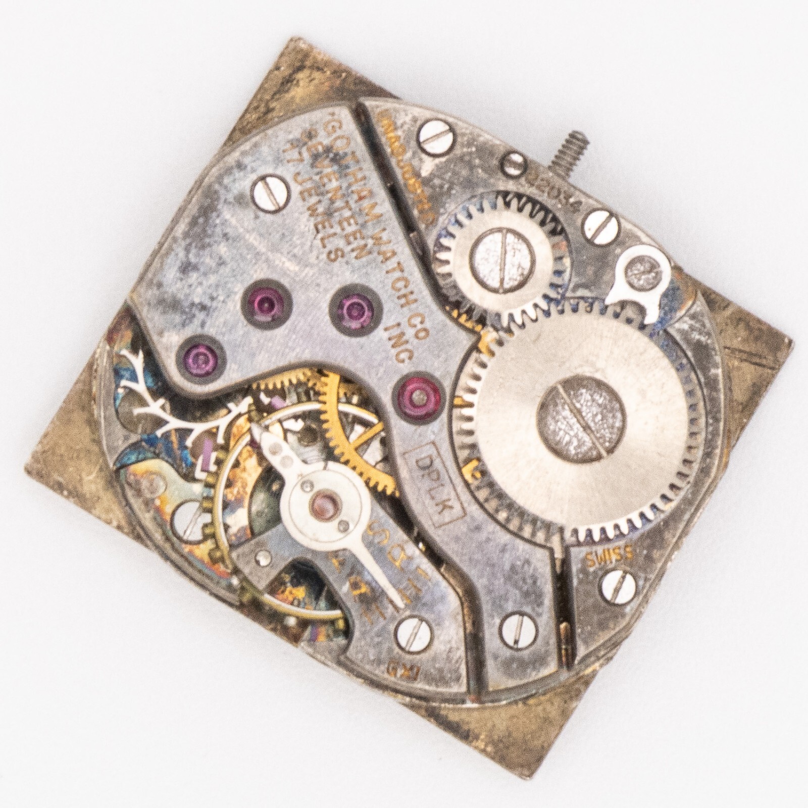 Vintage Gotham 20.8 x 18.5 x 5.1 mm 17-Jewel Wristwatch Movement, Runs