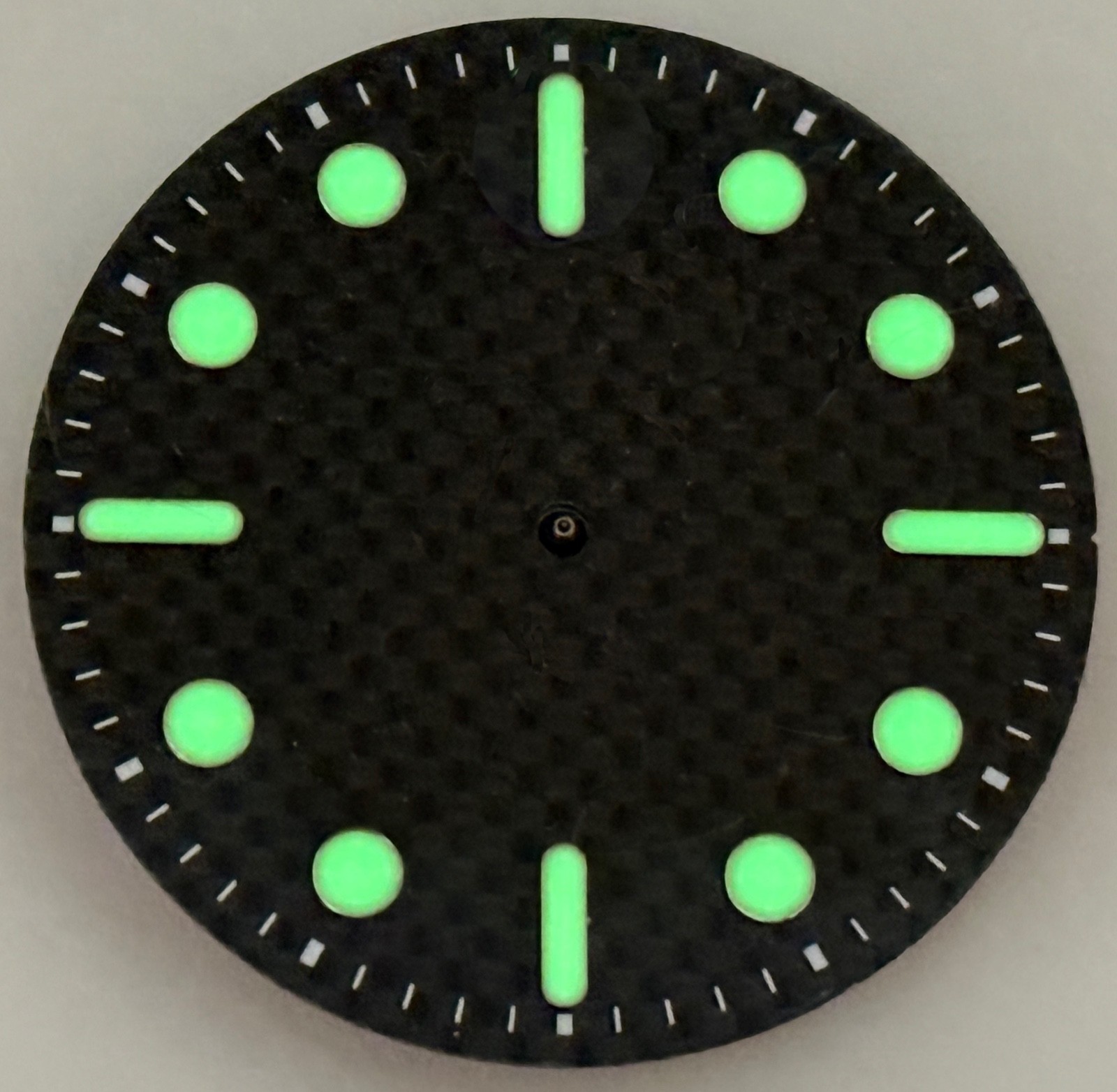 Watch Dial Hour round Markers 12 pcs Blue Green LUMINOUS Numerals dots indices.