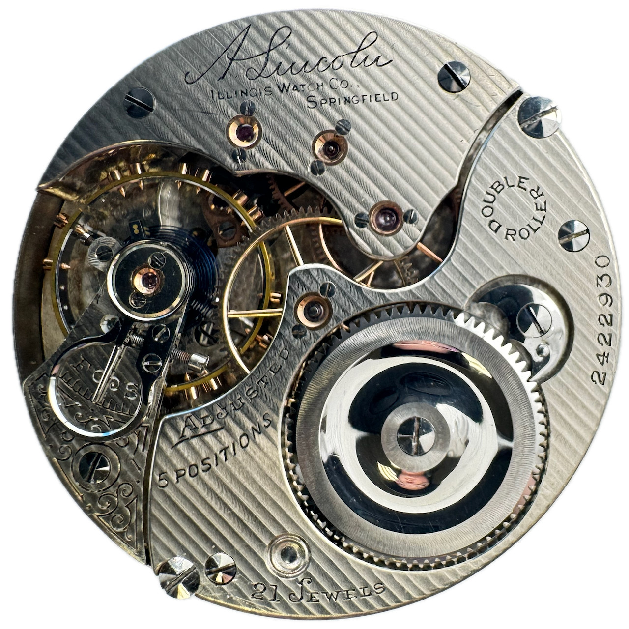Antique 16s 1912 Illinois 5 21J Mech Openface RR Pocketwatch Movt A.Lincoln Runs