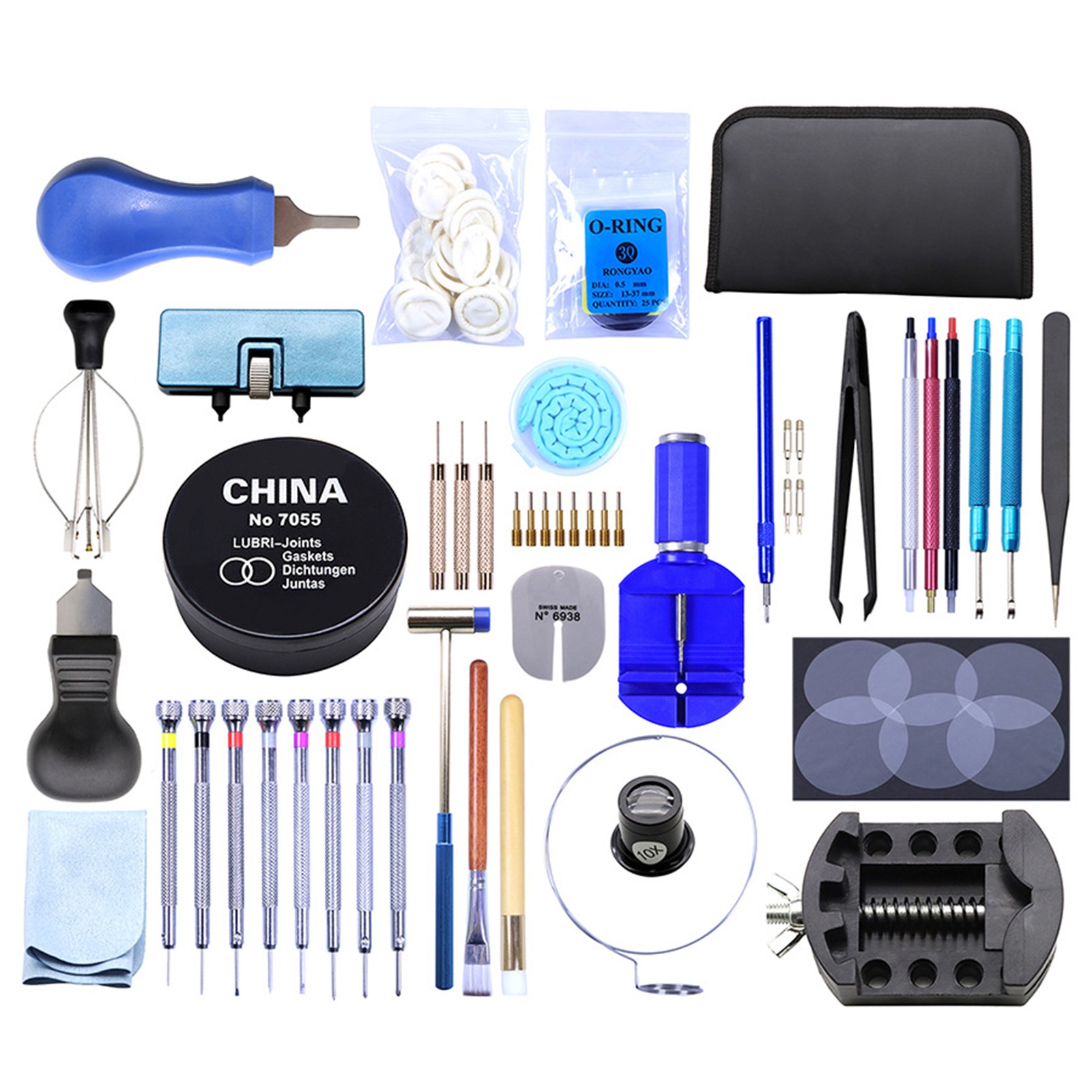 Watch Repair Tool 162-Piece for Cases Removing Straps Hands Cleaning Watches