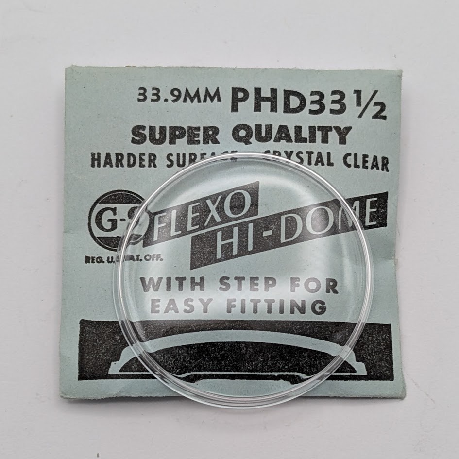 33.9mm Acrylic Watch Crystal GS Flexo Hi-Dome Stepped Edge Clear PHD33 1/2