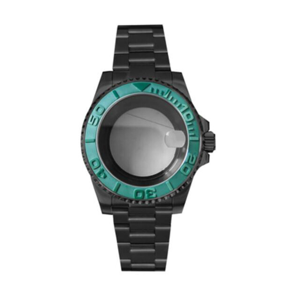 PVD Black SUB Watch Case+Strap 40mm Sapphire Glass 5ATM Waterproof for NH35/NH36