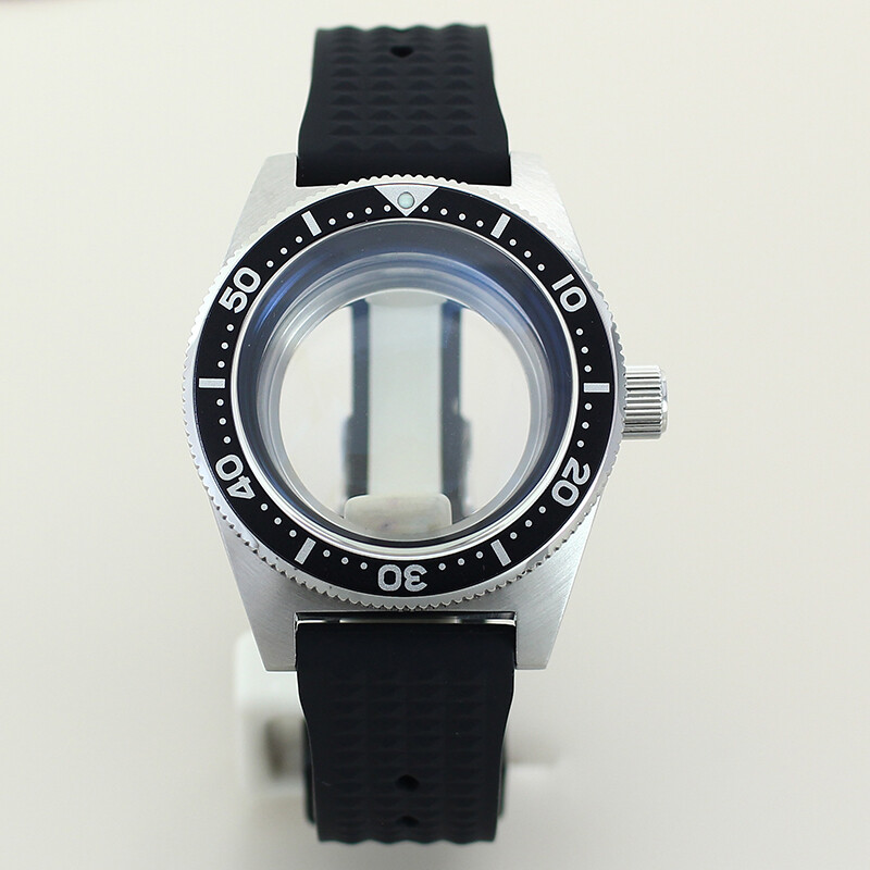 40mm Seiko 62MAS Watch Case Mod Rubber Strap Sapphire Glass For Nh35/36 Movement