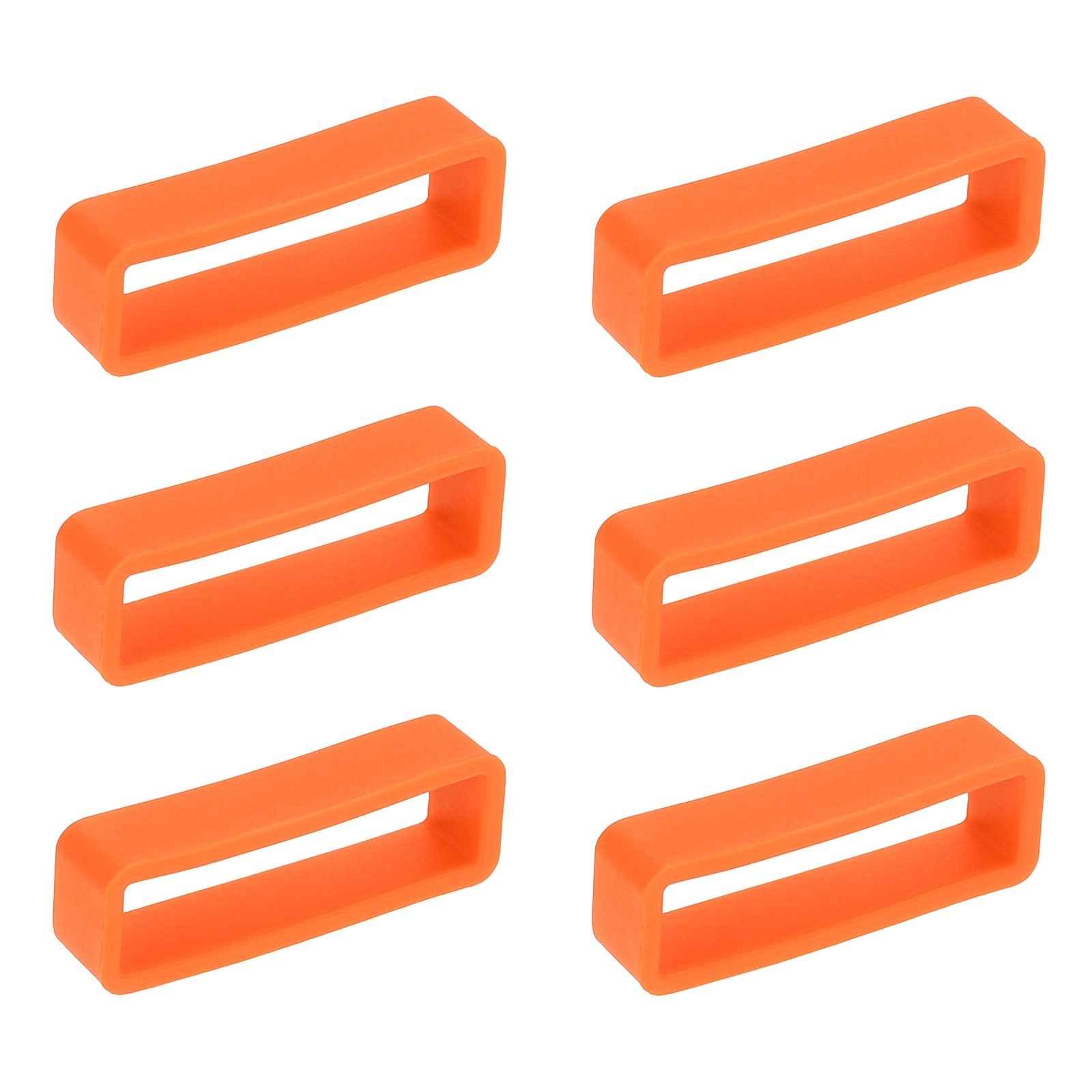 6pcs 26mm Silicone Watch Band with Rings, for Watch, Orange