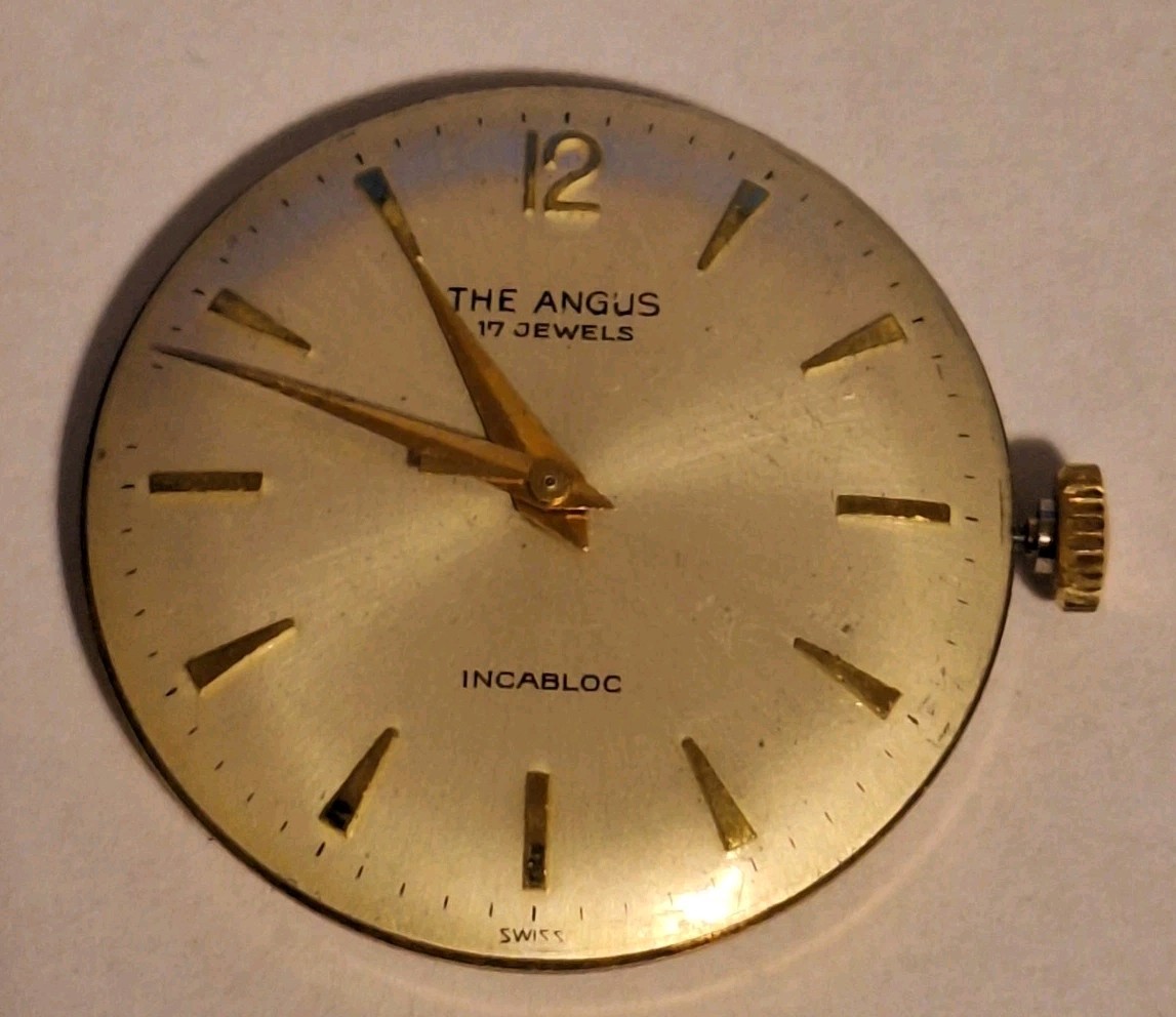 Vintage The Angus 17 Jewels Mechanical Watch Movement (Balance Is Okay)