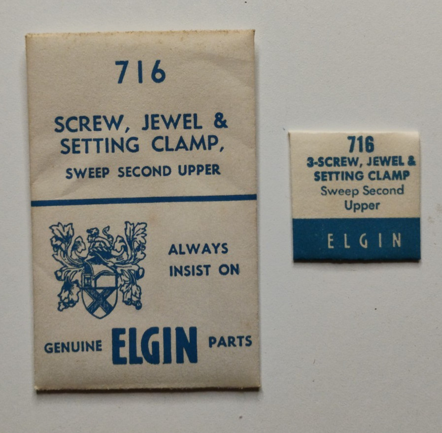 ELGIN 716 3-Screw, Jewel & Setting Clamp Sweep Second Upper Watch Parts