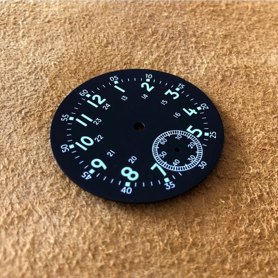 37mm Black Dial Green Luminous Dial fit ETA 6498 ST3621 Mens Watch