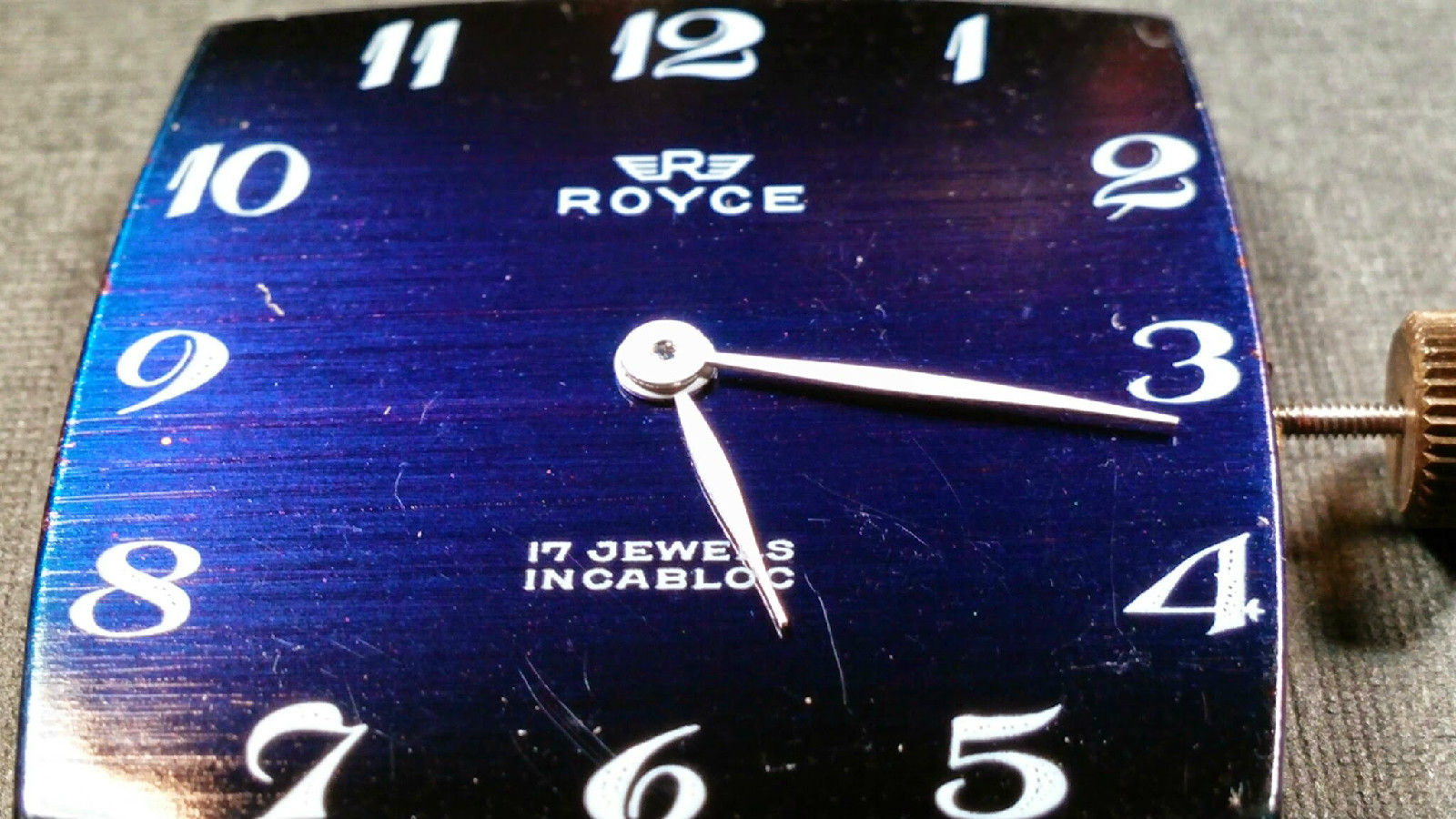 AURORE AV 423, Royce INCABLOC, 17 Jewel, Brand New, SWISS MADE, Blue/Black dial