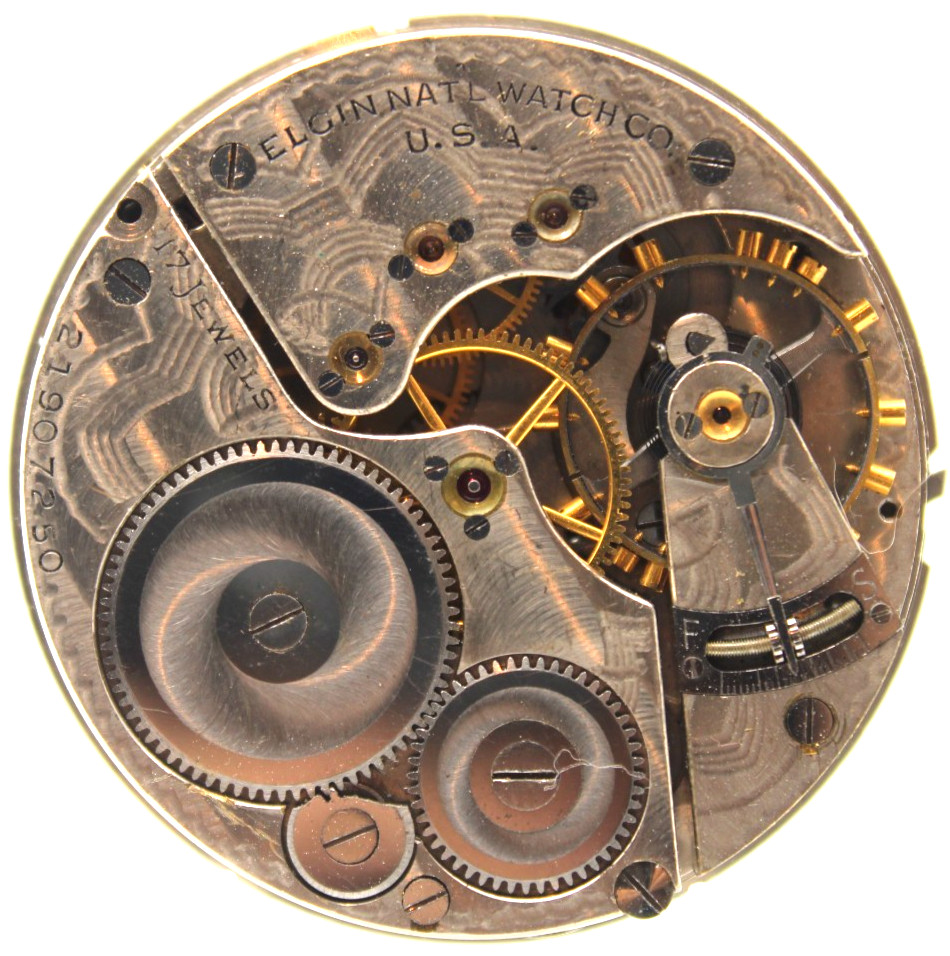 1919 ELGIN POCKET WATCH MOVEMENT 21907250 GRADE 387 16s 17j (FC)
