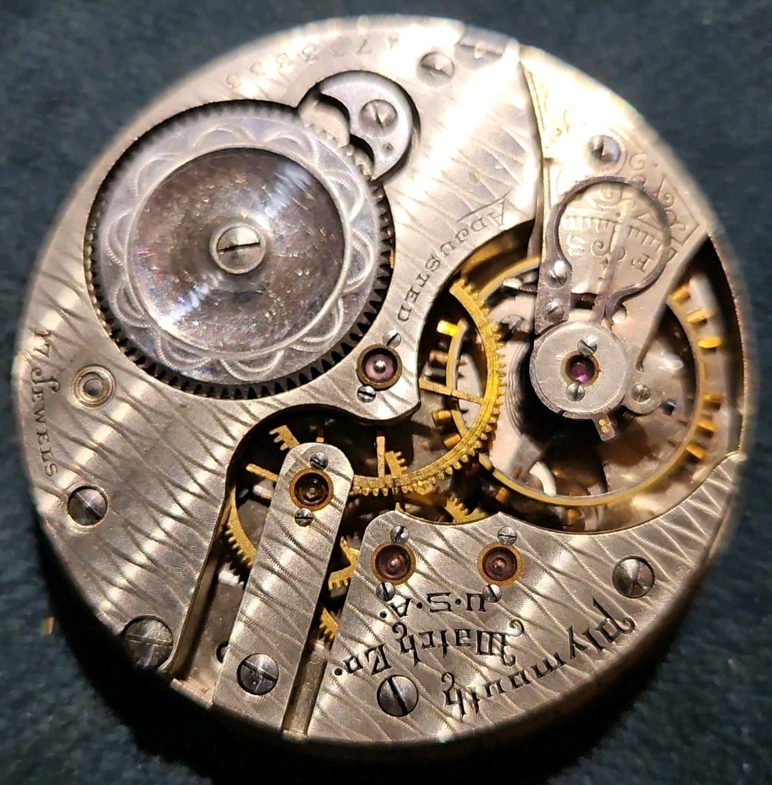 Illinois Plymouth 16s 17j Getty Hunter Lever Set Pocket Watch Movement