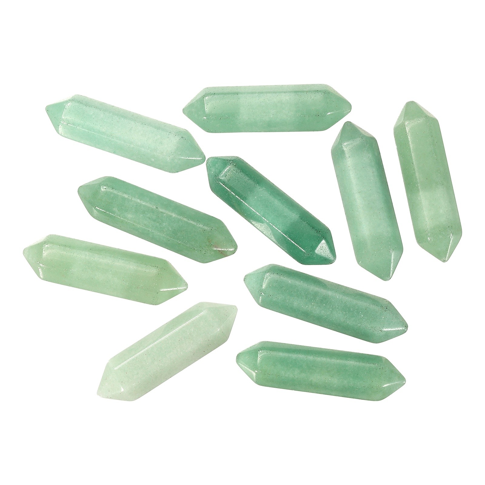 10 Pack Green Aventurine Quartz Crystals, Polished Crystals Bulk