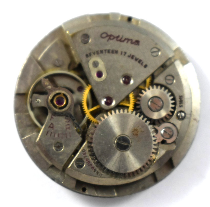 Vintage Swiss Made Optima 17J Mechanic Wrist Watch Movement lot.wi