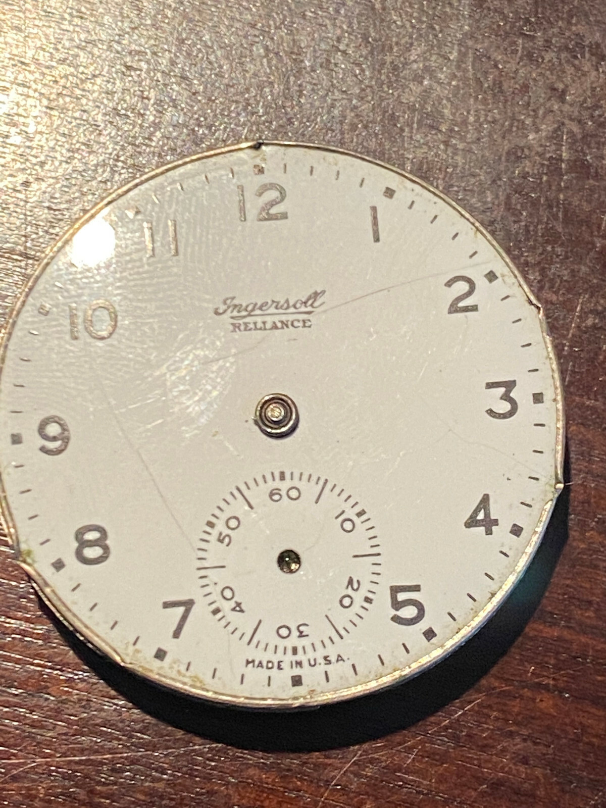VINTAGE 16S INGERSOLL RELIANCE POCKET WATCH MOVEMENT,MODEL 1677,RUNNING