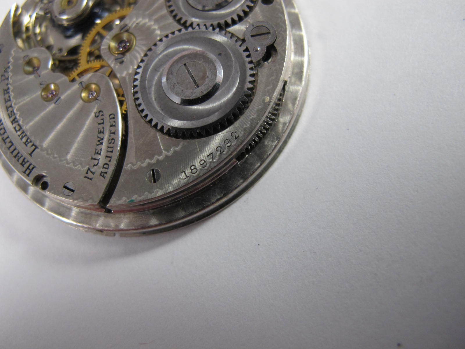 HAMILTON 910 VINTAGE POCKET WATCH MOVEMENT 17J NICKEL PLATED