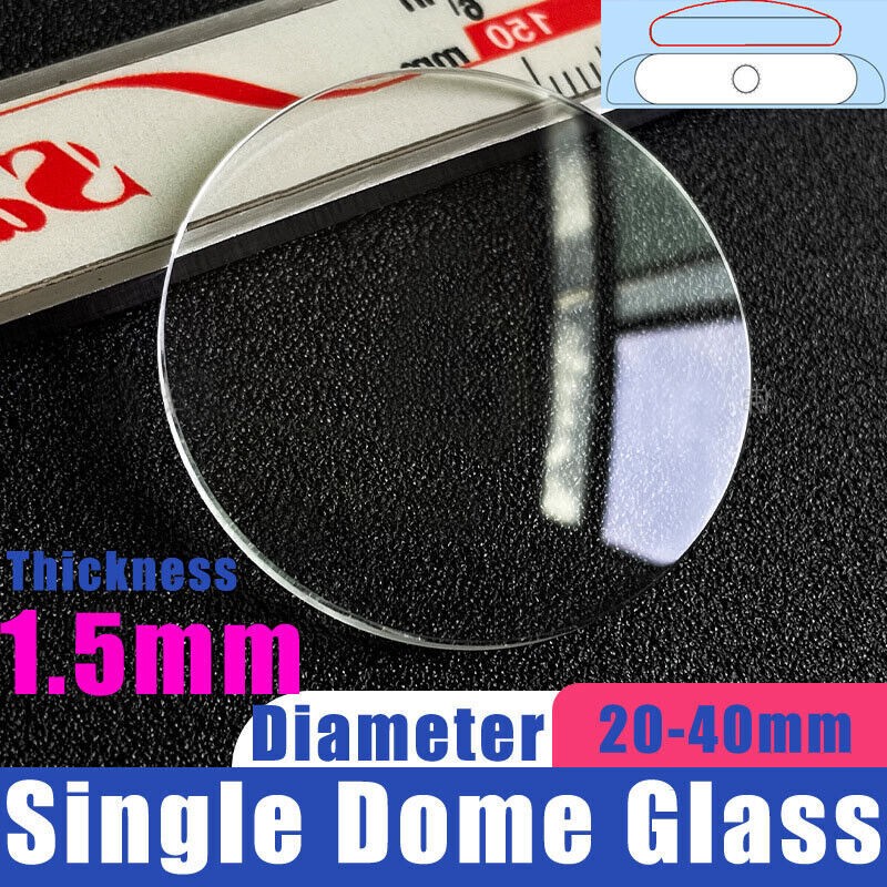 1.5mm Single Dome Watch Repair Parts 20mm-40mm Watch Crystal Round Mirror Lens