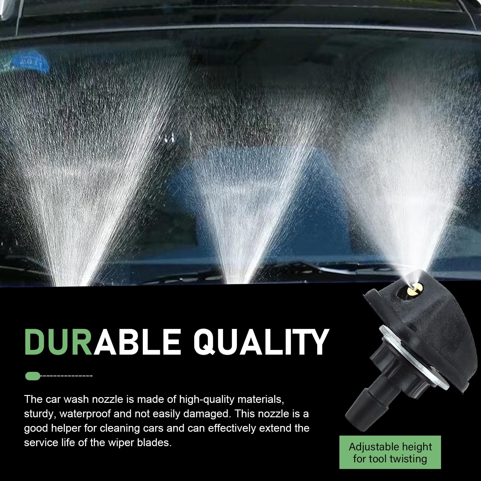 2 PCS Front Windshield Washer Nozzle Kit, Adjustable Fan Shape Spray Wiper No…