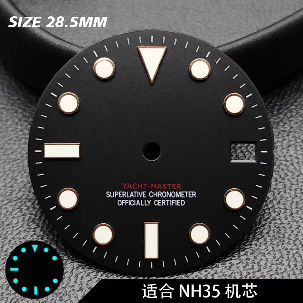 28.5M YACHT-MASTER dial suitable for NH35 movement with blue lumens and no logo