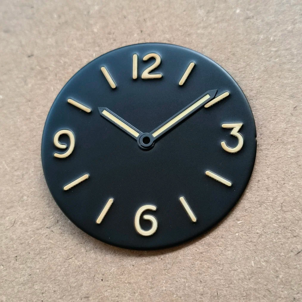 34.5mm Black dial Light brown or Cream white number for ETA6497 ST3600 movement