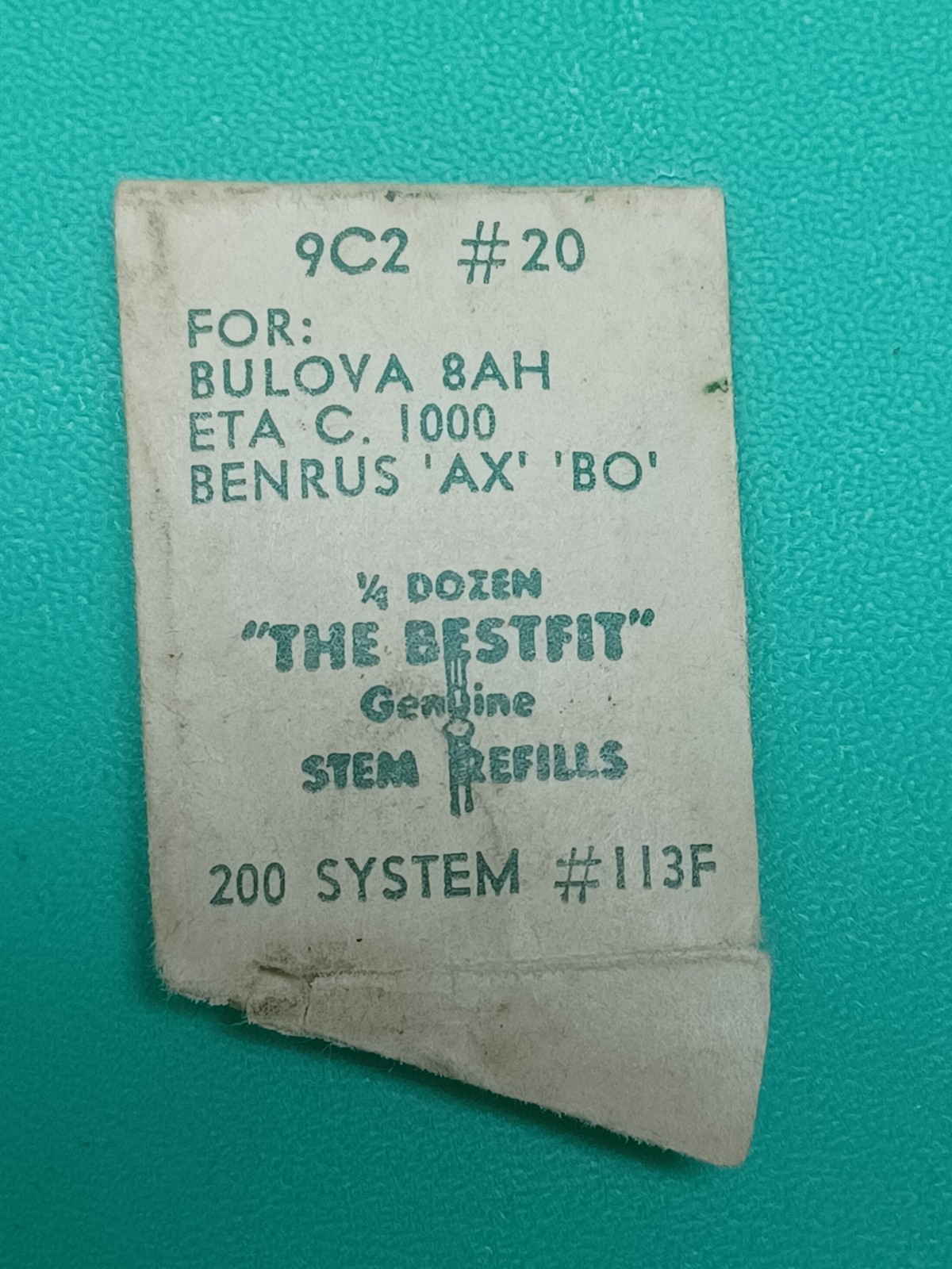 Bulova 8AH ETA 1000 Benrus AX BO Winding Stem 9C2 #20 200/113F Watch Part