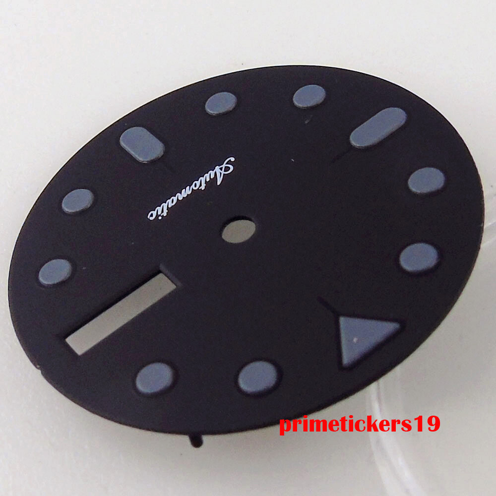 29mm Black Watch Dial Gray Marks Hands Set Week Date Fit NH36 Automatic Movement